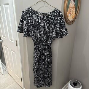 SHEIN CURVE Black and White Polka Dot Dress-2XL